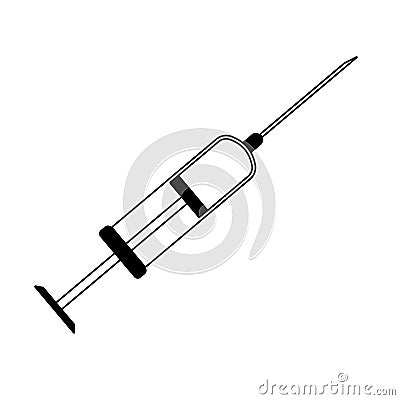 Black syringe Icon. Isolated on white background. Vector Illustration