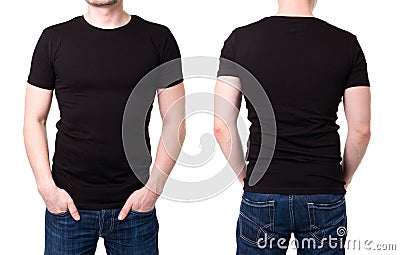 Black t shirt on a young man template Stock Photo