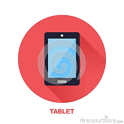 Black tablet with blank screen flat style icon. Wireless technology, mobile device sign. Vector illustration of Vector Illustration