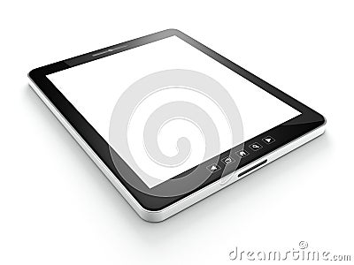 Black tablet computer (tablet pc) on white Stock Photo