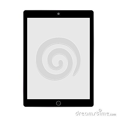 Black tablet with grey screen vector eps10. Dark Tablet ipad computer on white background. Vector Illustration