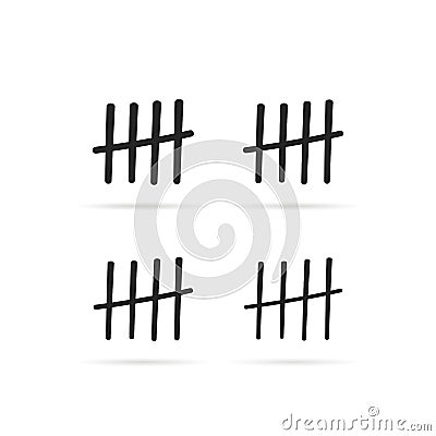 Black tally marks like counting in prison Vector Illustration