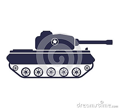 Black tank icon on a white background. modern military equipment. Vector Illustration