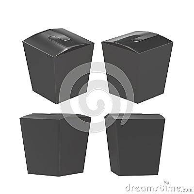 Black taper square butterfly buckle biscuit box with clipping pa Stock Photo