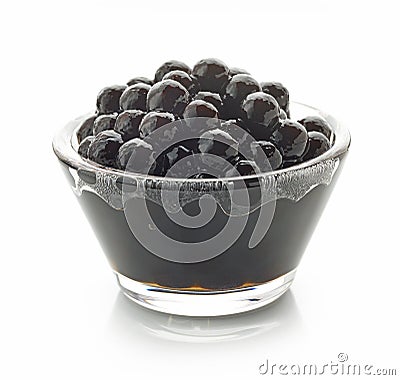 Black tapioca pearls for bubble tea Stock Photo