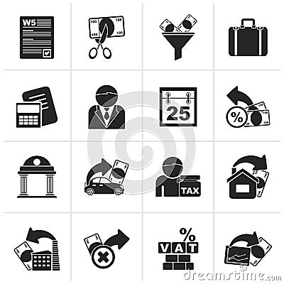 Black Taxes, business and finance icons Vector Illustration