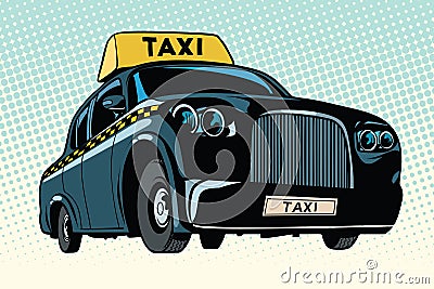 Black taxi with a yellow sign Vector Illustration