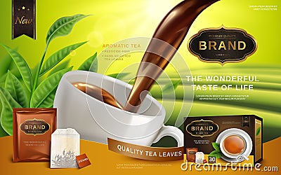 Black tea ad Vector Illustration