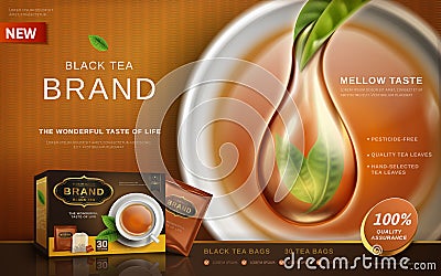 Black tea ad Vector Illustration