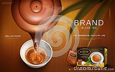 Black tea ad Vector Illustration