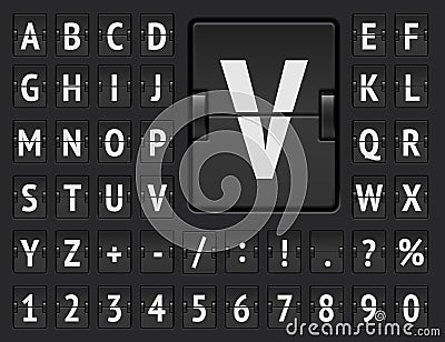 Black terminal mechanical scoreboard regular font with numbers to display destination and timetable vector illustration Vector Illustration