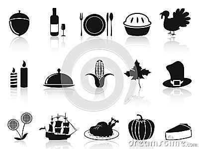 Black thanksgiving icons set Vector Illustration