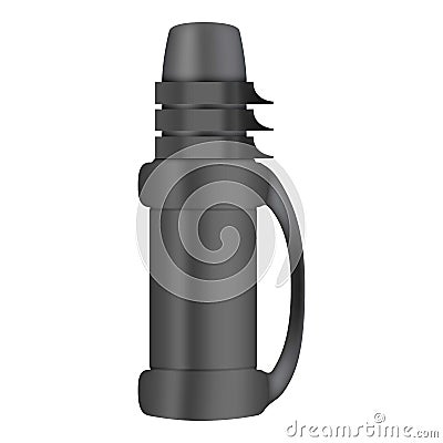 Black thermos mockup, realistic style Vector Illustration