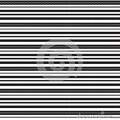 Black thick and thin horizontal striped with diamond shape line Vector Illustration