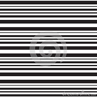 Black thick and thin horizontal striped pattern background Vector Illustration
