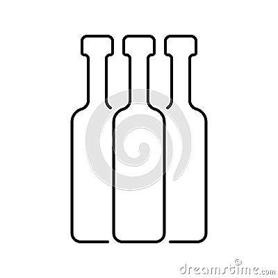 Black thin line bottles Vector Illustration