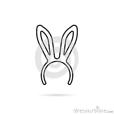 Black thin line bunny ears mask logo Vector Illustration