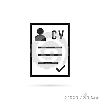 Black thin line cv icon or curriculum vitae Vector Illustration