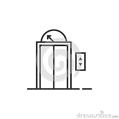 Black thin line elevator icon for house or hotel Vector Illustration