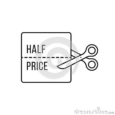 black thin line half price icon Stock Photo