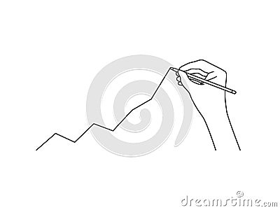 black thin line hand draws growth increase graph Vector Illustration