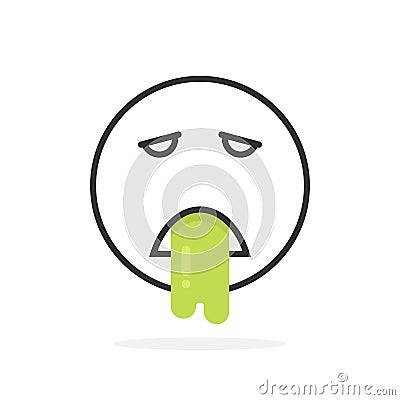 Black thin line vomits emoji icon Vector Illustration