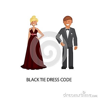 Black tie dress code Vector Illustration