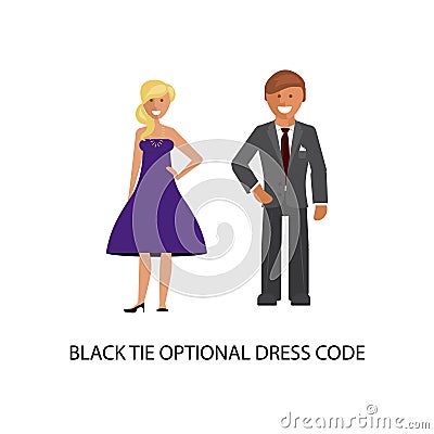Black tie optional dress code Vector Illustration