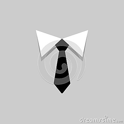 Black tie and white collar icon. Men accessories. Vector illustration. Vector Illustration