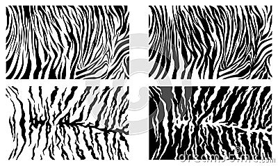 Black Tiger Stripes Vector Pattern Texture Background Stock Collection Vector Illustration