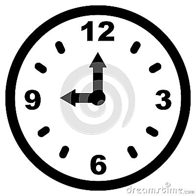 Black time clock icon isolated on white background vector eps Vector Illustration