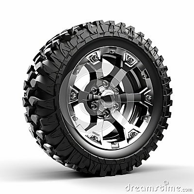 Black Tire With Small Rim - Off Road Wheel Design Stock Photo