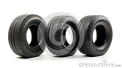 Black tires isolated on white background, generative ai Stock Photo