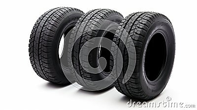 Black tires isolated on white background, generative ai Stock Photo