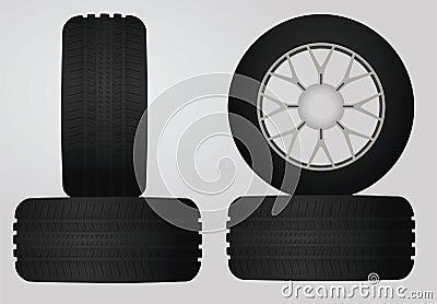 Black tires set Vector Illustration