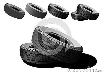 Black tires Cartoon Illustration