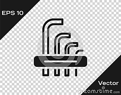 Black Tool allen keys icon isolated on transparent background. Vector Vector Illustration