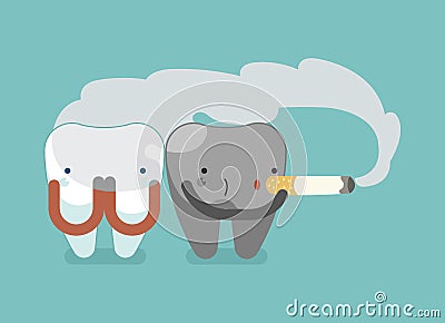 Black tooth is smoking ,dental concept Vector Illustration