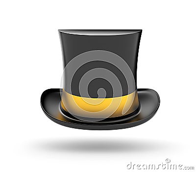 Black Top hat with gold stripe Stock Photo