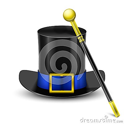 Black Top Hat With Wand Stock Photo