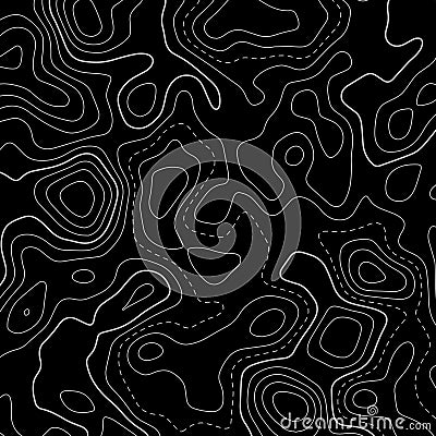 Black topographic map lines background Vector Illustration