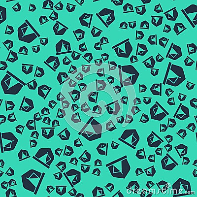 Black Tourist tent icon isolated seamless pattern on green background. Camping symbol. Vector Vector Illustration