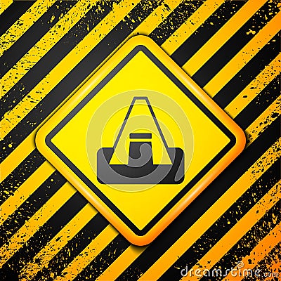 Black Tourist tent icon isolated on yellow background. Camping symbol. Warning sign. Vector Vector Illustration