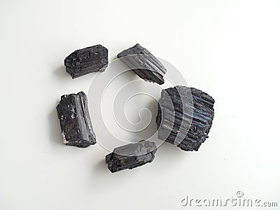Black Tourmaline circle for crystal therapy treatments and reiki Stock Photo