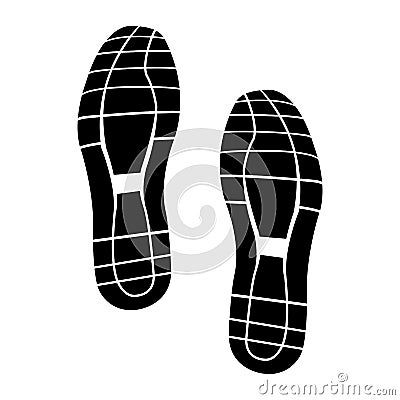 Black trace from shoes on white background Vector Illustration