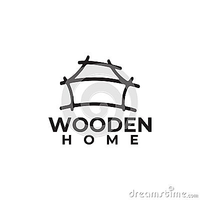 Black traditional wooden home logo design Vector Illustration