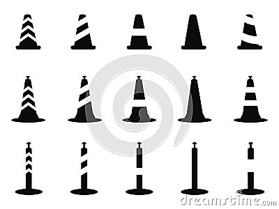 Black traffic cone icon Vector Illustration