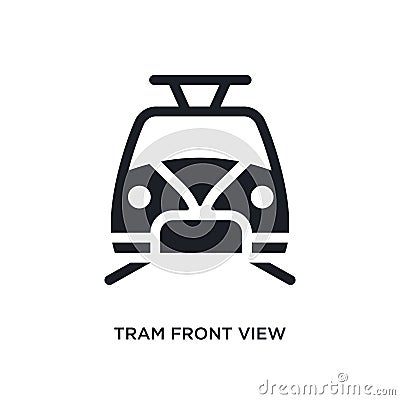 black tram front view isolated vector icon. simple element illustration from transport-aytan concept vector icons. tram front view Vector Illustration