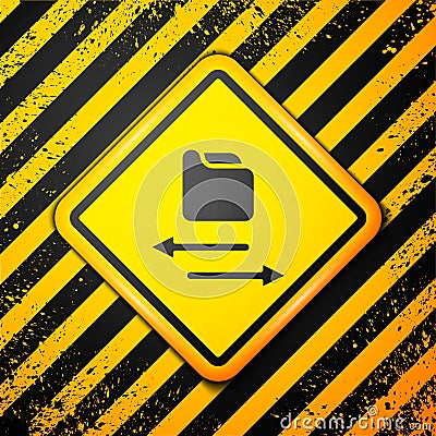 Black Transfer files icon isolated on yellow background. Copy files, data exchange, backup, PC migration, file sharing Stock Photo