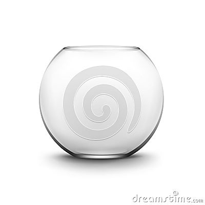 Black Transparent Glass Smooth Empty Fishbowl Aquarium Isolated on Background Vector Illustration